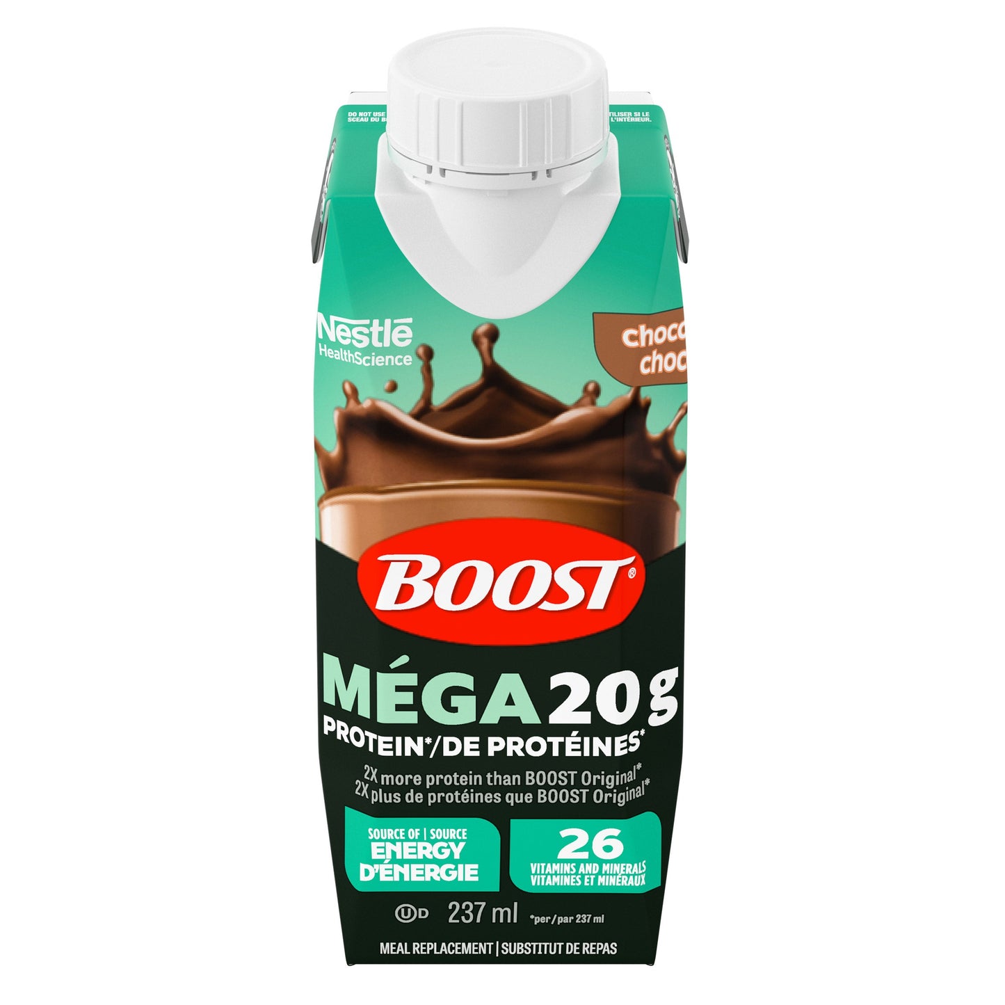 BOOST MEGA Meal Replacement, Chocolate, 24 x 237 mL