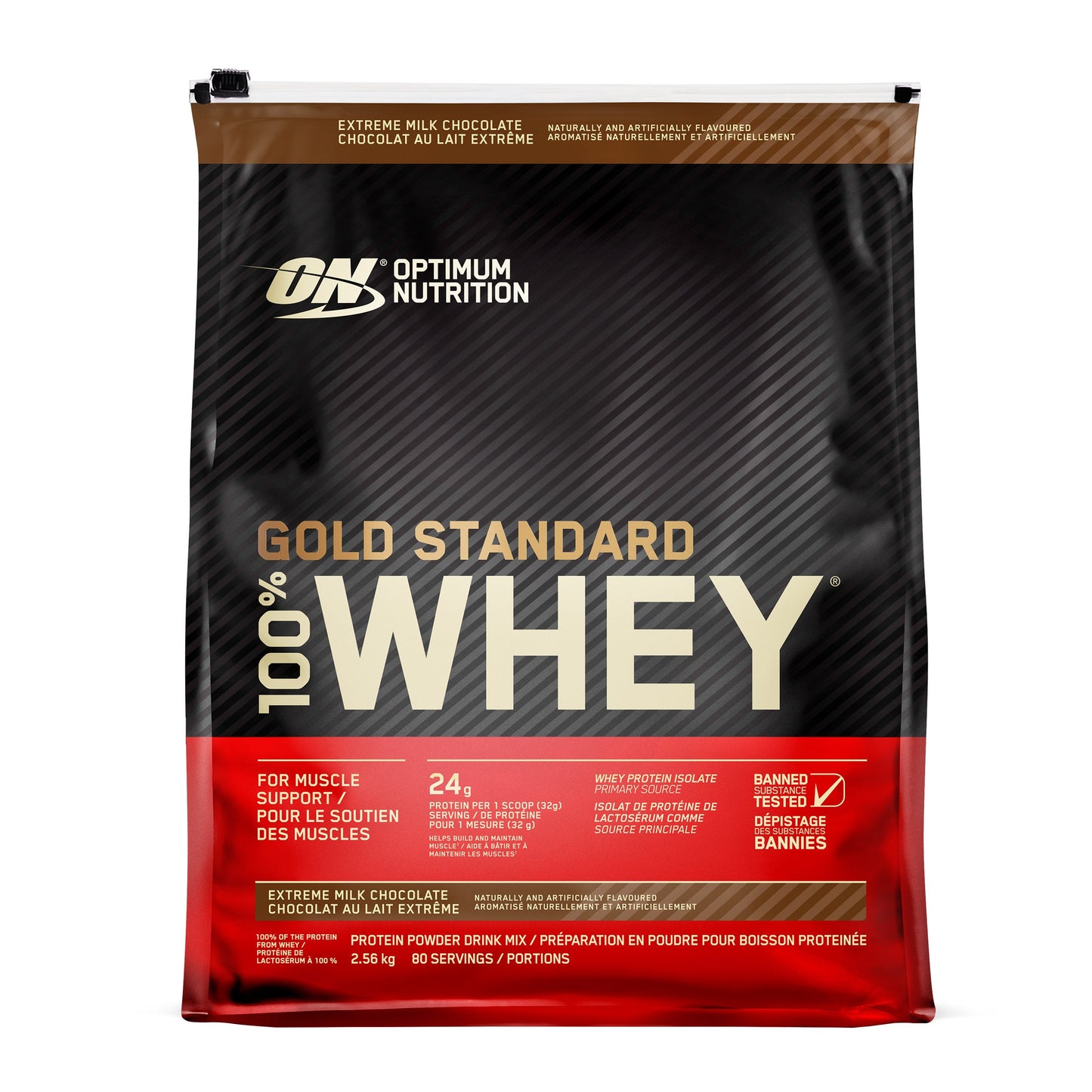 Optimum Nutrition Gold Standard 100% Whey Protein, Extreme Chocolate Shake, 2.56 kg
