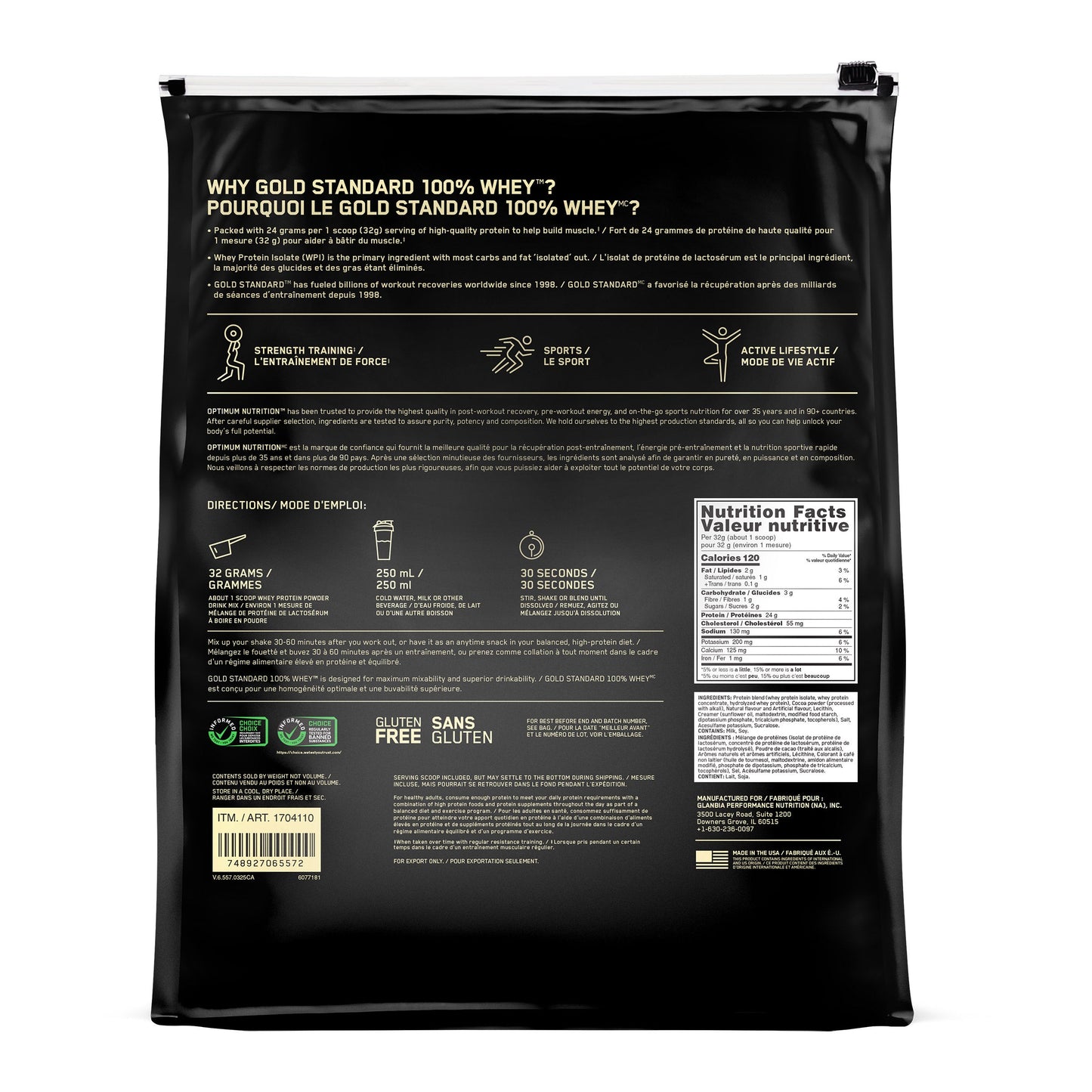 Optimum Nutrition Gold Standard 100% Whey Protein, Extreme Chocolate Shake, 2.56 kg