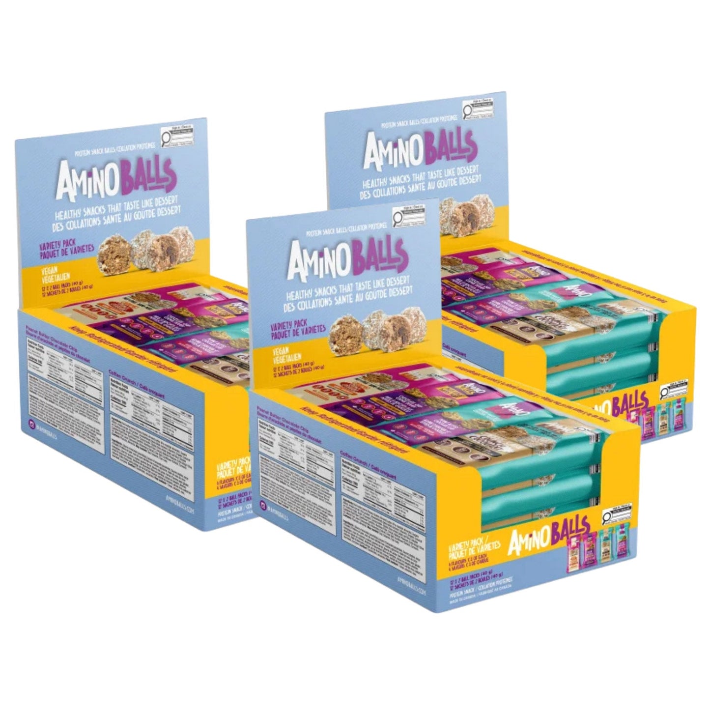 Amino Balls Vegan Protein Variety Pack, 36 × 40 g