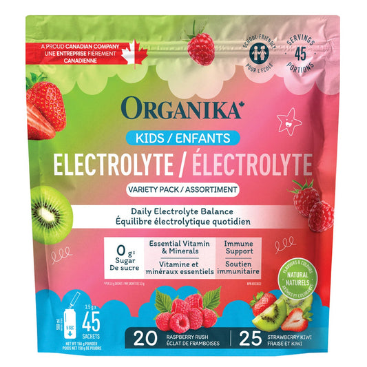 Organika Kids Electrolytes Variety Pack, 45 x 3.5 g