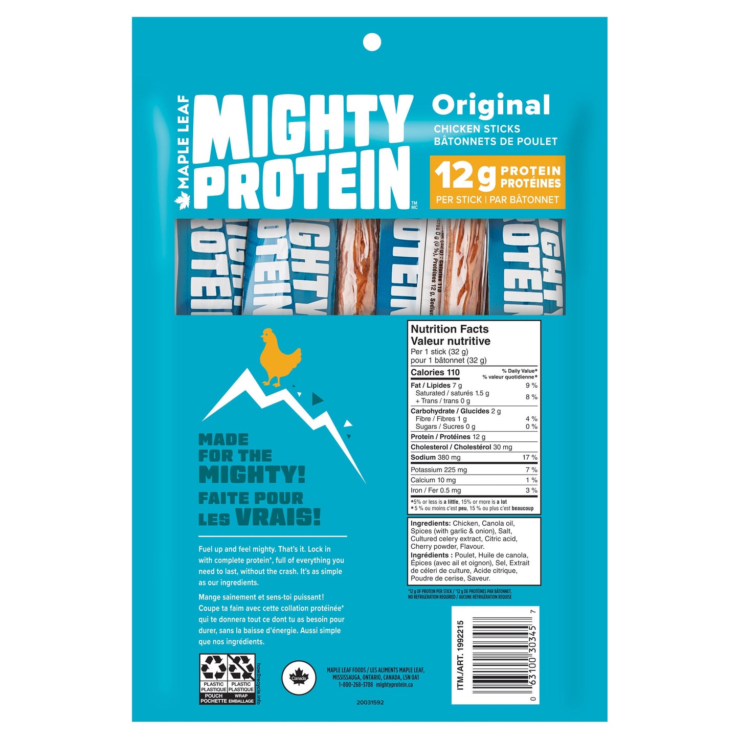 Maple Leaf - Mighty Protein Original Chicken Sticks, 16  × 32 g