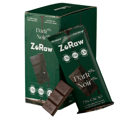 ZoRaw Dark Chocolate Bar with Protein, 12 × 52 g