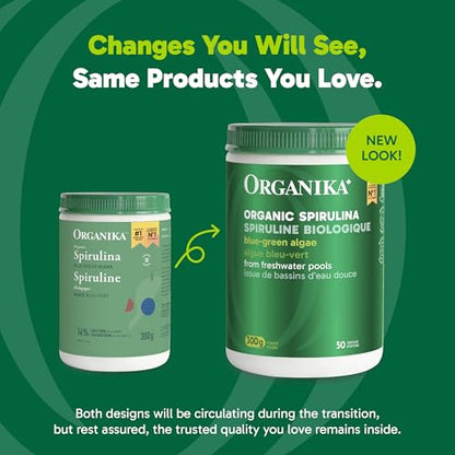 Organika Organic Spirulina Powder, 3 Bottles of 300 g