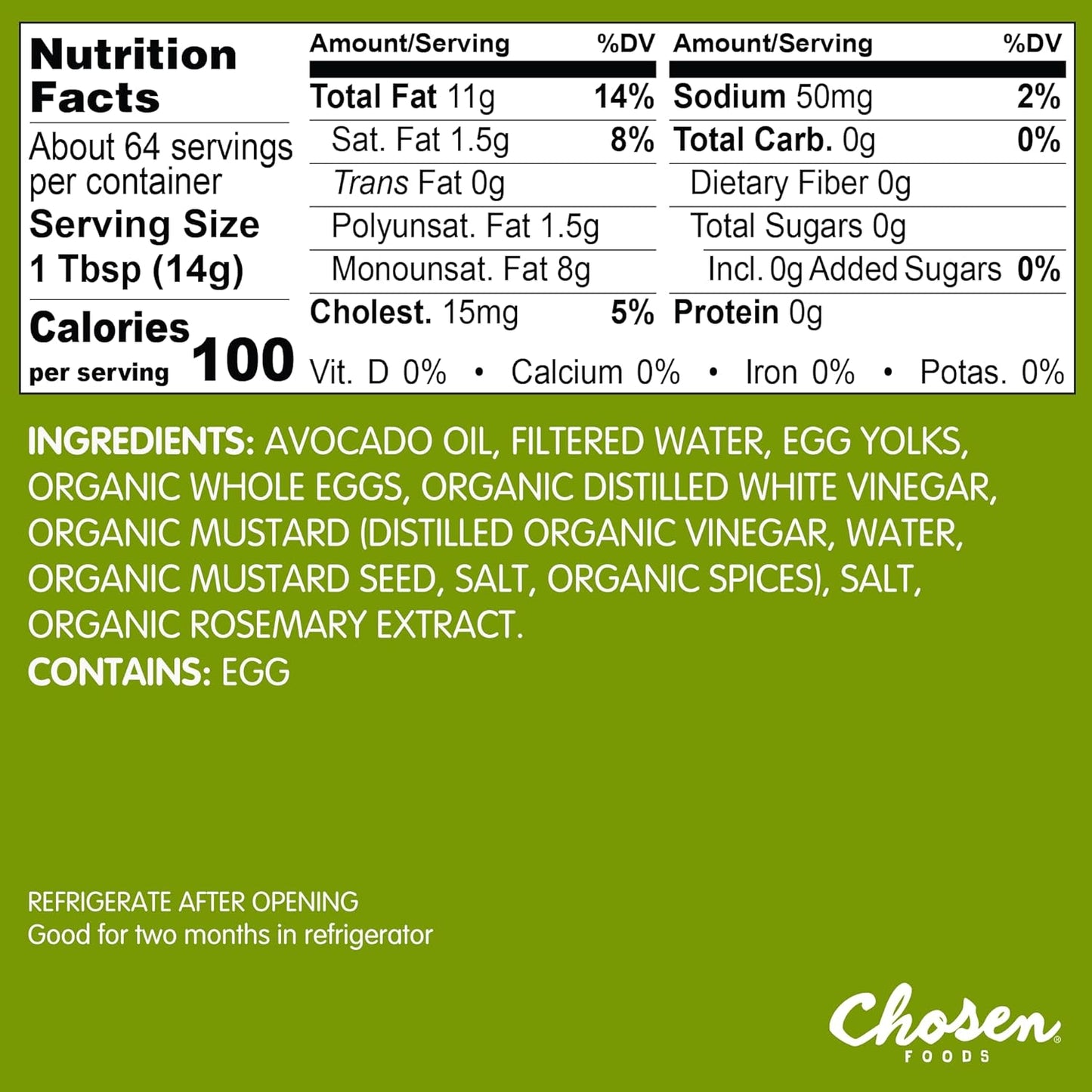 Chosen Foods 100% Avocado Oil-Based Classic Mayonnaise
